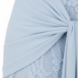 Robe Longue de Soirée à Épaules Dénudées en Dentelle avec Taille Drapée