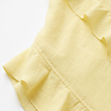 Robe Longue à Volants avec Col en V et Bretelles Spaghetti en Polyester