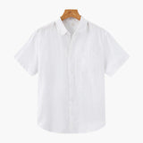 Isaiah | Chemise en Lin à Manches Courtes pour Hommes avec Poche Poitrine