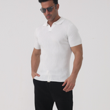 Joshua | Polo en Coton Côtelé à Col V pour Hommes