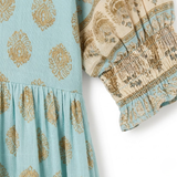 Robe Midi de Style Boho pour Femmes avec Imprimé Floral, Col en V et Manches Lanternes