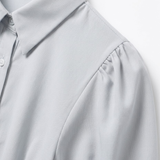 Robe Longue Évasée à Manches Courtes et Boutonnage pour Femmes