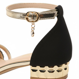 Sandales à petit talon pour femme avec bride cheville et détails scintillants