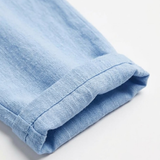 Pantalon en Coton et Lin à Taille Haute Élastique et Coupe Décontractée pour Femme
