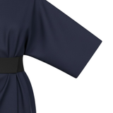 Robe longue femme à manches chauve-souris et taille marquée silhouette fluide