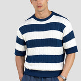 Pull rayé pour hommes à manches courtes – Élégant &amp; Confortable