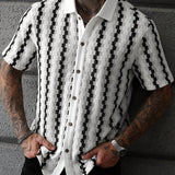 Chemise rétro pour hommes à manches courtes imprimée décontractée