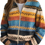 Yseult | Cardigan en maille à rayures zigzag multicolores