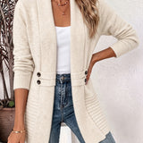 Rosalie | Cardigan en Tricot Côtelé Crème avec Boutons