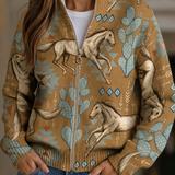 Perpetua | Cardigan zippé Cheval du Désert et Cactus