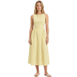 Robe Longue à Rayures Verticales sans Manches avec Col Haut pour Femmes