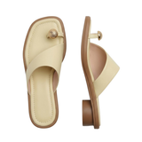 Mules à Talon Bloc et Bout Carré avec Détail Entregent pour Femme