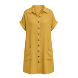 Robe en jersey pour femmes, coupe ample, longueur genou, encolure en V avec poches fonctionnelles