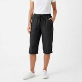 Short en Coton et Lin avec Taille Élastique et Poches pour Femmes