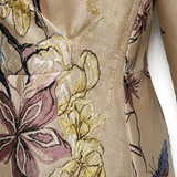 Robe Longue Fleurie à Col en V avec Manches Longues et Coupe Fluide