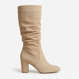 Bottes mi-mollet en suédine à talon épais et plis souples