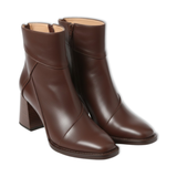 Bottines femme cuir souple à talon carré épais et fermeture éclair latérale
