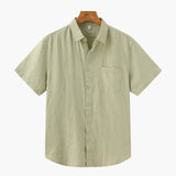 Isaiah | Chemise en Lin à Manches Courtes pour Hommes avec Poche Poitrine