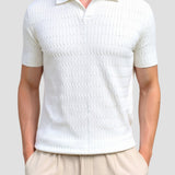 Polo en tricot blanc avec motif texturé