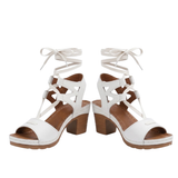Sandales à Lacets Style Gladiateur avec Talon Bloc et Bout Ouvert pour Femme