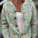 Cardigan Vert Fleuri Christine