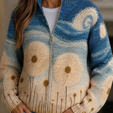 Yolanda | Cardigan zippé matelassé Champ de Pissenlit