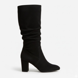 Bottes mi-mollet en suédine à talon épais et plis souples