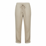 Pantalon Femme en Mélange de Coton avec Taille Élastique et Coupe Crayon Ajustée