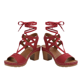 Sandales à Lacets Style Gladiateur avec Talon Bloc et Bout Ouvert pour Femme