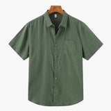 Isaiah | Chemise en Lin à Manches Courtes pour Hommes avec Poche Poitrine