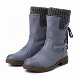 Bottes d’Hiver Femme Mi-Mollet en Suédine – Bottes de Neige Chaudes et Tendance