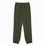 Pantalon pour femmes taille haute, longueur cheville, jambes larges, en mélange de lin avec taille élastique