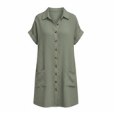 Robe en jersey pour femmes, coupe ample, longueur genou, encolure en V avec poches fonctionnelles