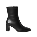 Bottines à talon carré pour femme avec bout carré et tige ajustée extensible