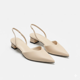 Escarpins slingback pour femme à bout pointu et talon bloc moyen pour le bureau