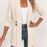 Rosalie | Cardigan en Tricot Côtelé Crème avec Boutons
