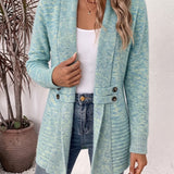 Nova | Cardigan à boutons et tabulations en tricot côtelé aqua