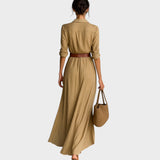 Julia - Robe maxi ajustée à manches longues