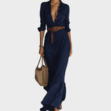 Julia - Robe maxi ajustée à manches longues