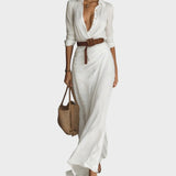 Julia - Robe maxi ajustée à manches longues
