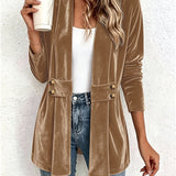 Sutton | Cardigan en velours camel avec patte à bouton
