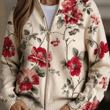 Wilhelmine | Cardigan zippé à imprimé rose vintage