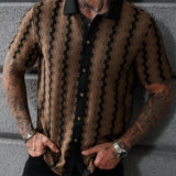 Chemise rétro pour hommes à manches courtes imprimée décontractée