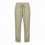Pantalon Femme en Mélange de Coton avec Taille Élastique et Coupe Crayon Ajustée