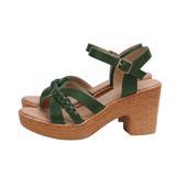 Sandales à Plateforme avec Brides Tressées et Talon Bloc pour Femme