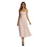 Robe Longue de Soirée à Bretelles Spaghetti en Jacquard pour Femme