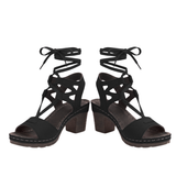 Sandales à Lacets Style Gladiateur avec Talon Bloc et Bout Ouvert pour Femme