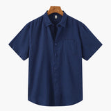 Isaiah | Chemise en Lin à Manches Courtes pour Hommes avec Poche Poitrine