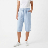Short en Coton et Lin avec Taille Élastique et Poches pour Femmes
