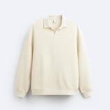 Pull beige avec col polo – Style décontracté avec élégance
